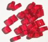 25 11x6mm Transparent Red Glass Rectangle Beads
